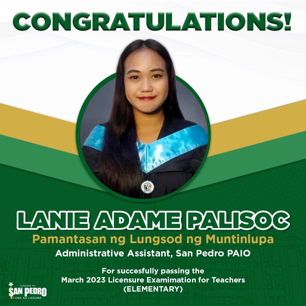 The City Government of San Pedro congratulates our very own Ms. Lanie ...