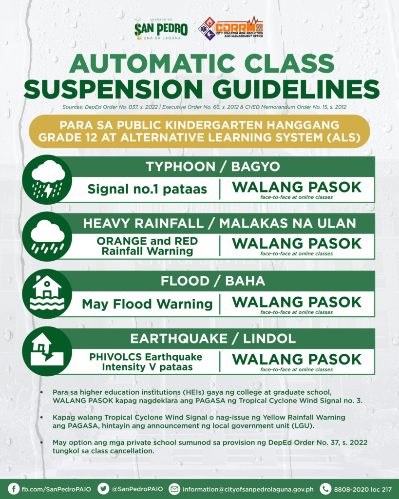 Automatic Class Suspension Guidelines City Of San Pedro Laguna 9217